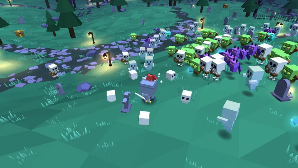 Green Barrow: a moonlit graveyard full of goblins and skeletons